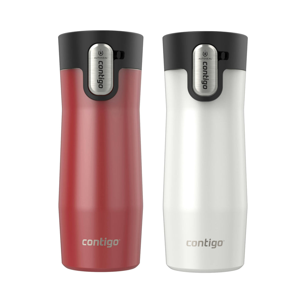 AUTOSEAL West Loop Vacuum-Insulated Stainless Steel Travel Mug with Easy-Clean Lid, 16 oz, 2-Pack