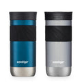 SNAPSEAL Insulated Stainless Steel Travel Mug with Grip, 16oz., Blueberry Transparent Satin & Gold Morel