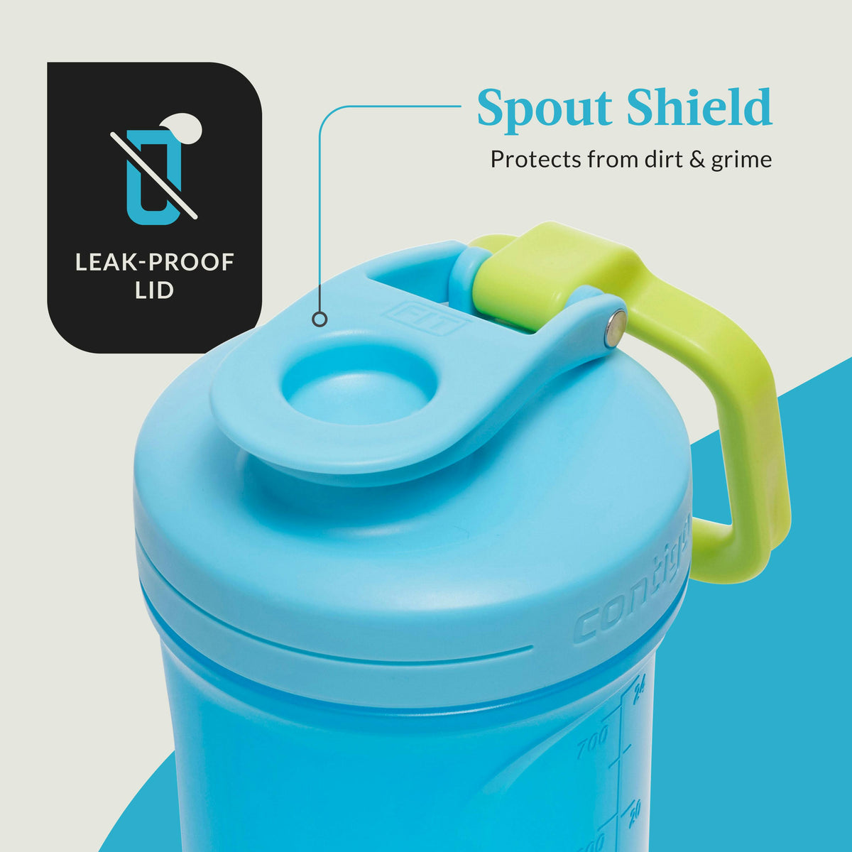 Fit Shake & Go 2.0 Plastic Antimicrobial Shaker Bottle, Blue Raspberry, 28 floz