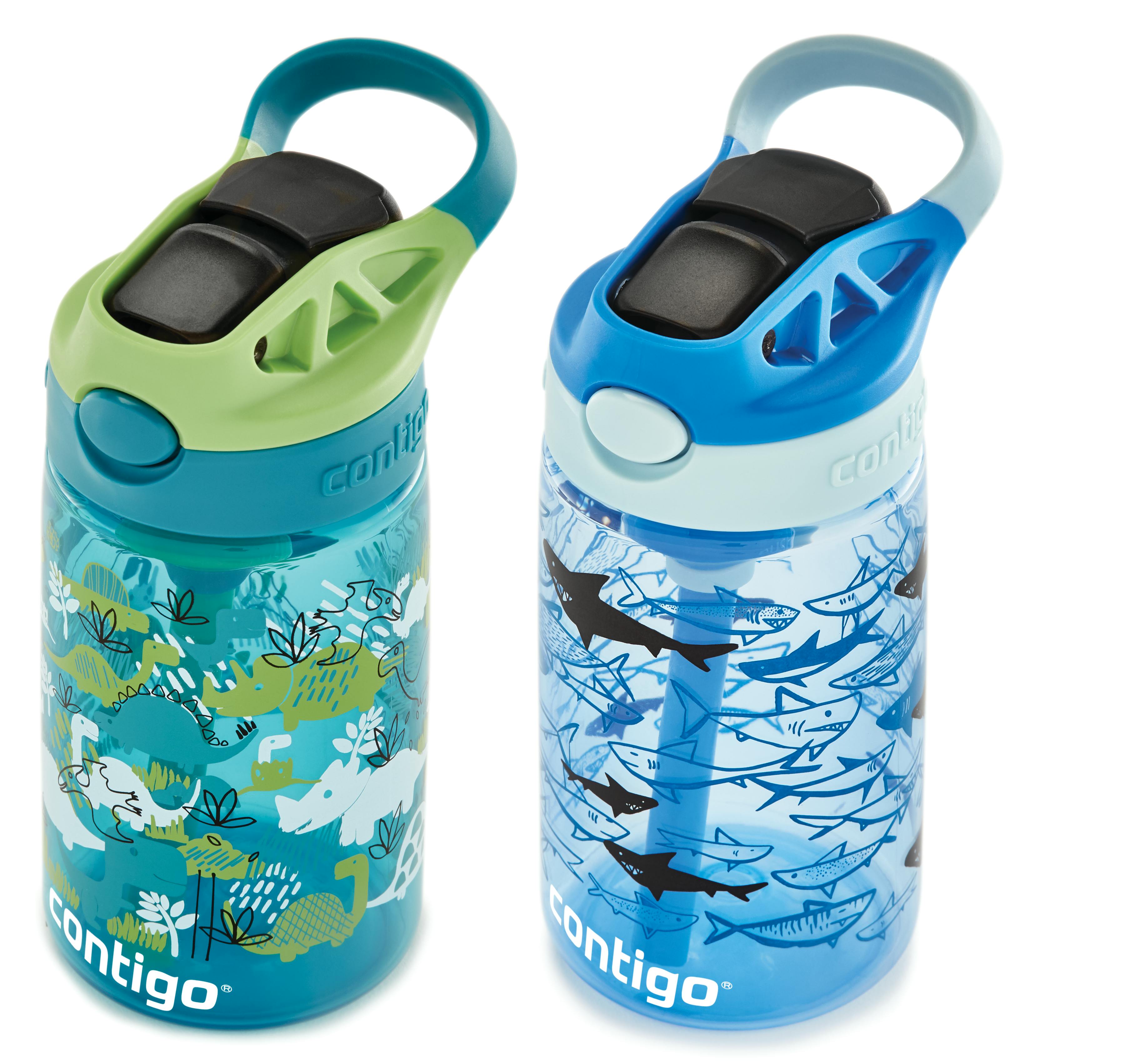 Kids Straw Water Bottle with AUTOSPOUT Lid, 14oz., 2 Pack