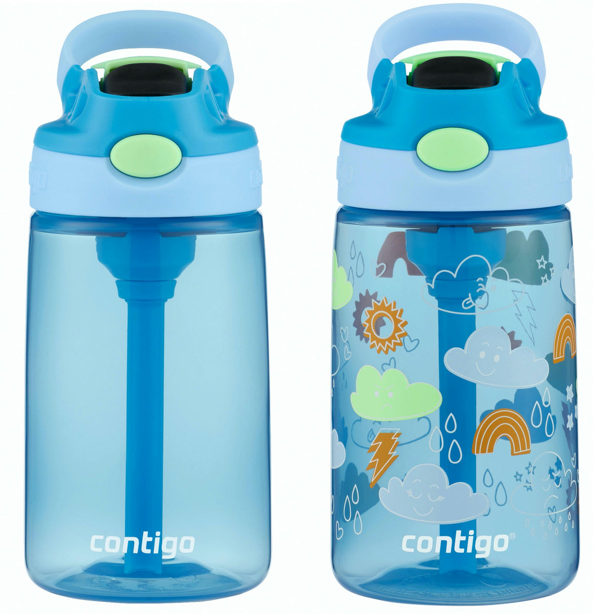 Kids Water Bottle with Redesigned AUTOSPOUT Straw, 14 oz, 2 pack