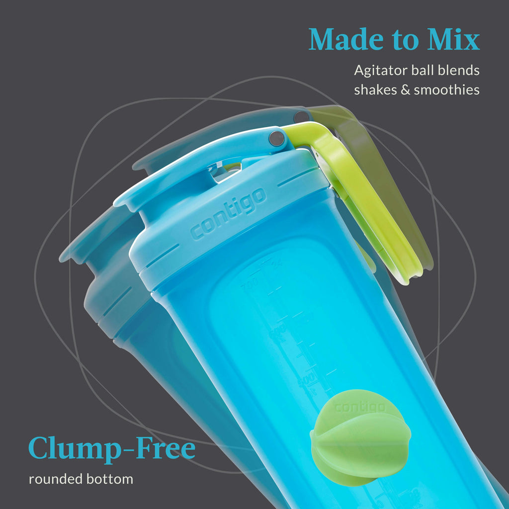 Fit Shake & Go 2.0 Plastic Antimicrobial Shaker Bottle, Blue Raspberry, 28 floz