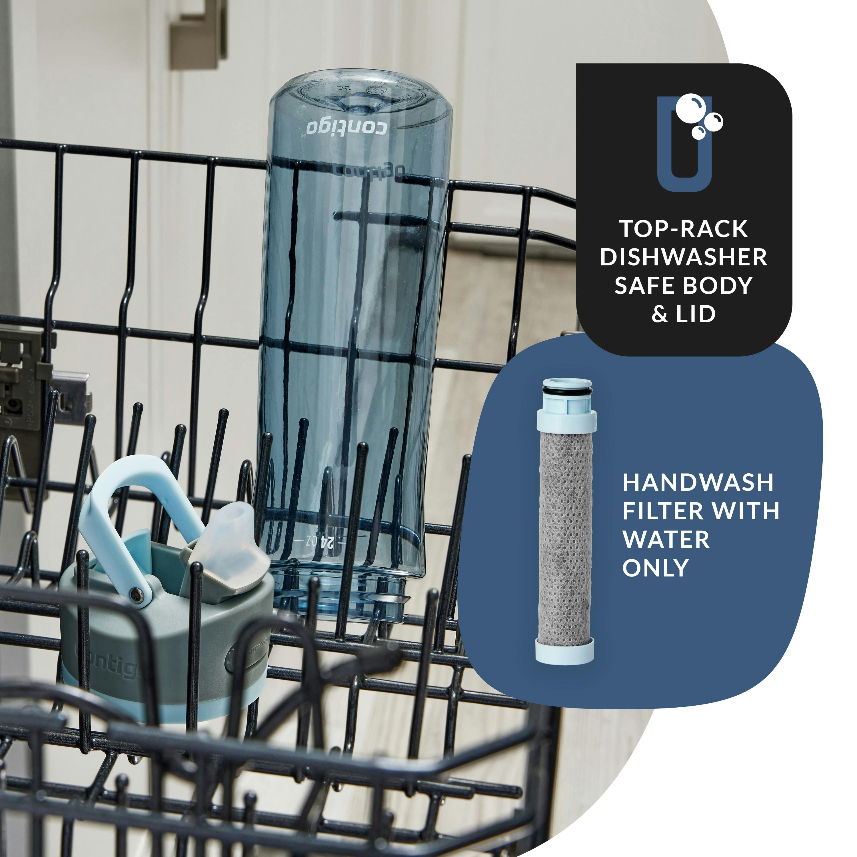 Wells Plastic Filter Water Bottle with AUTOSPOUT Straw Lid and Replacement Filter, 24 Oz