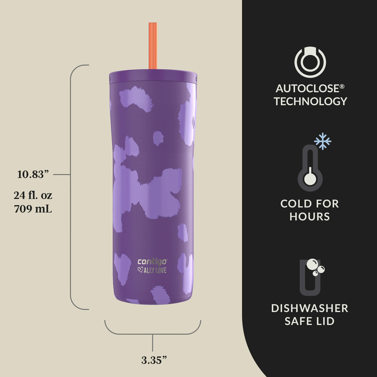 x Ally Love Streeterville 2.0 Stainless Steel Tumbler with Straw, 24oz