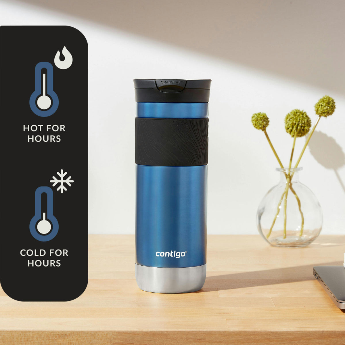 Byron 2.0 Stainless Steel Travel Mug with SNAPSEAL Lid and Grip, 20oz