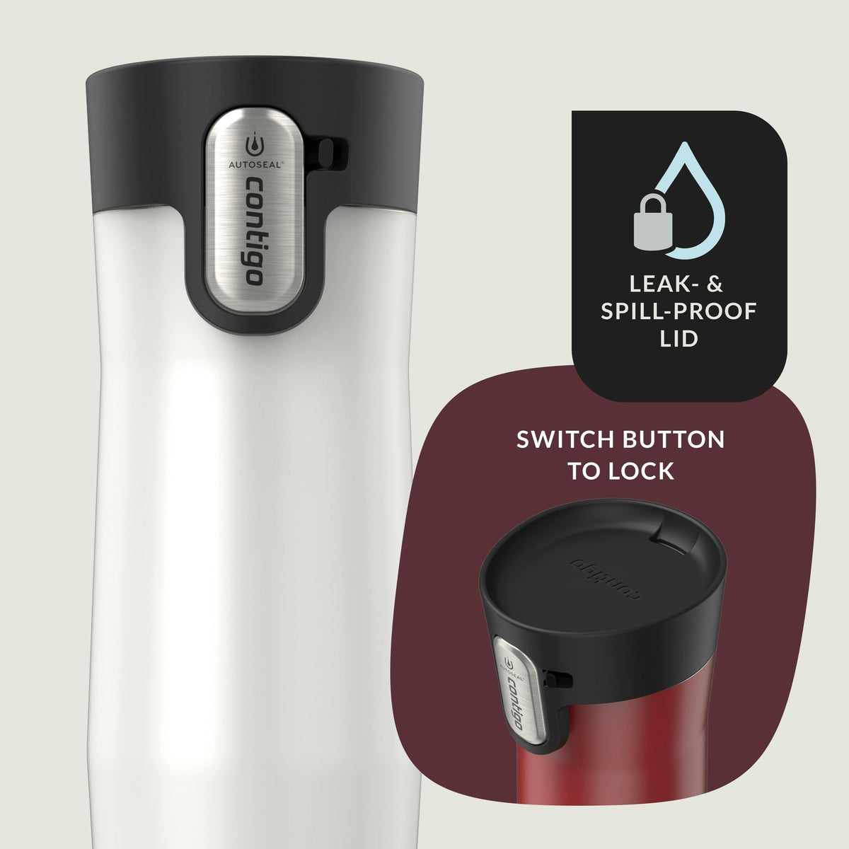 AUTOSEAL West Loop Vacuum-Insulated Stainless Steel Travel Mug with Easy-Clean Lid, 16 oz, 2-Pack