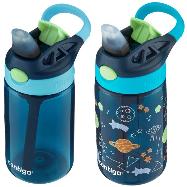 Kids Water Bottle with Redesigned AUTOSPOUT Straw, 14 oz, 2 pack