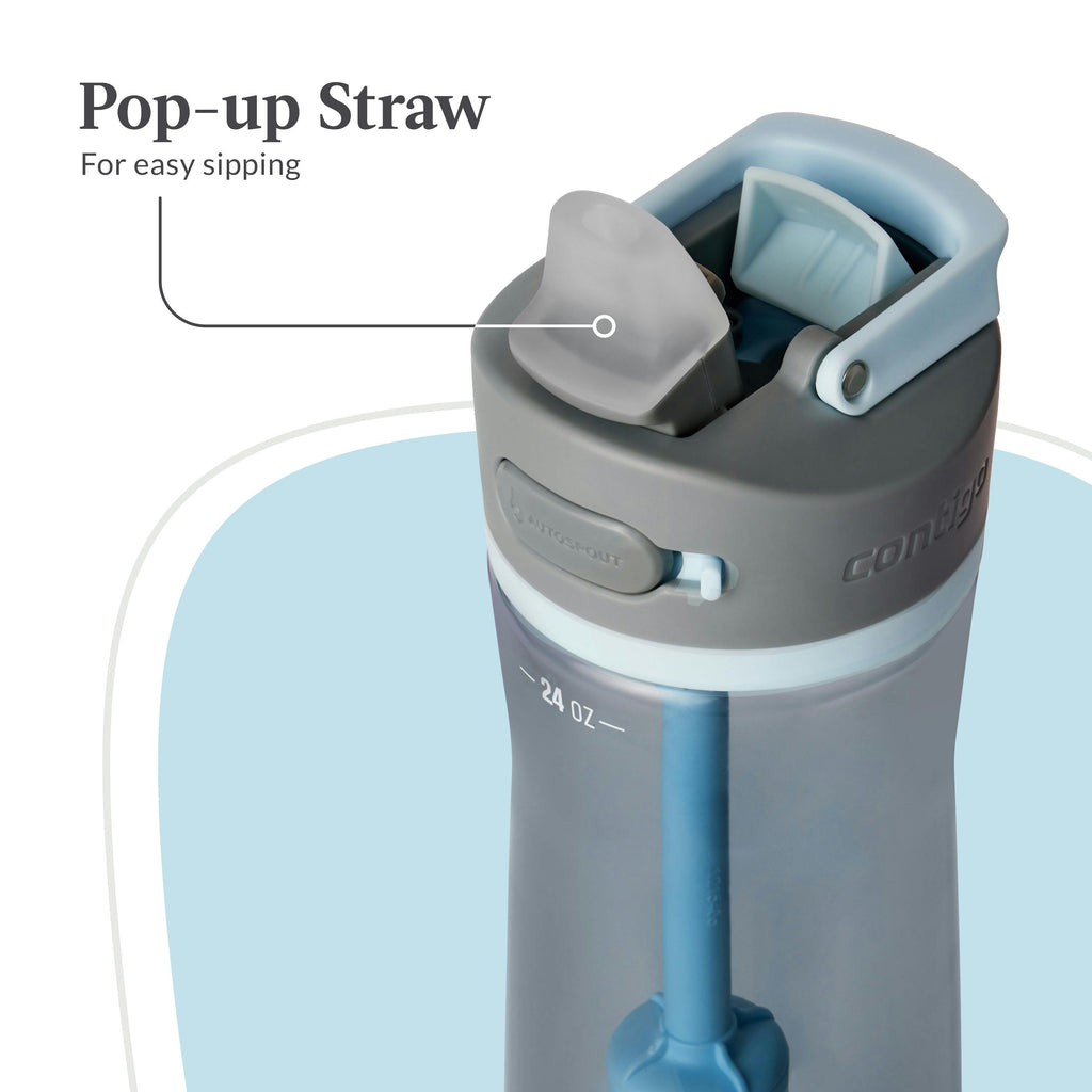 Wells Plastic Filter Water Bottle with AUTOSPOUT Straw Lid and Replacement Filter, 24 Oz
