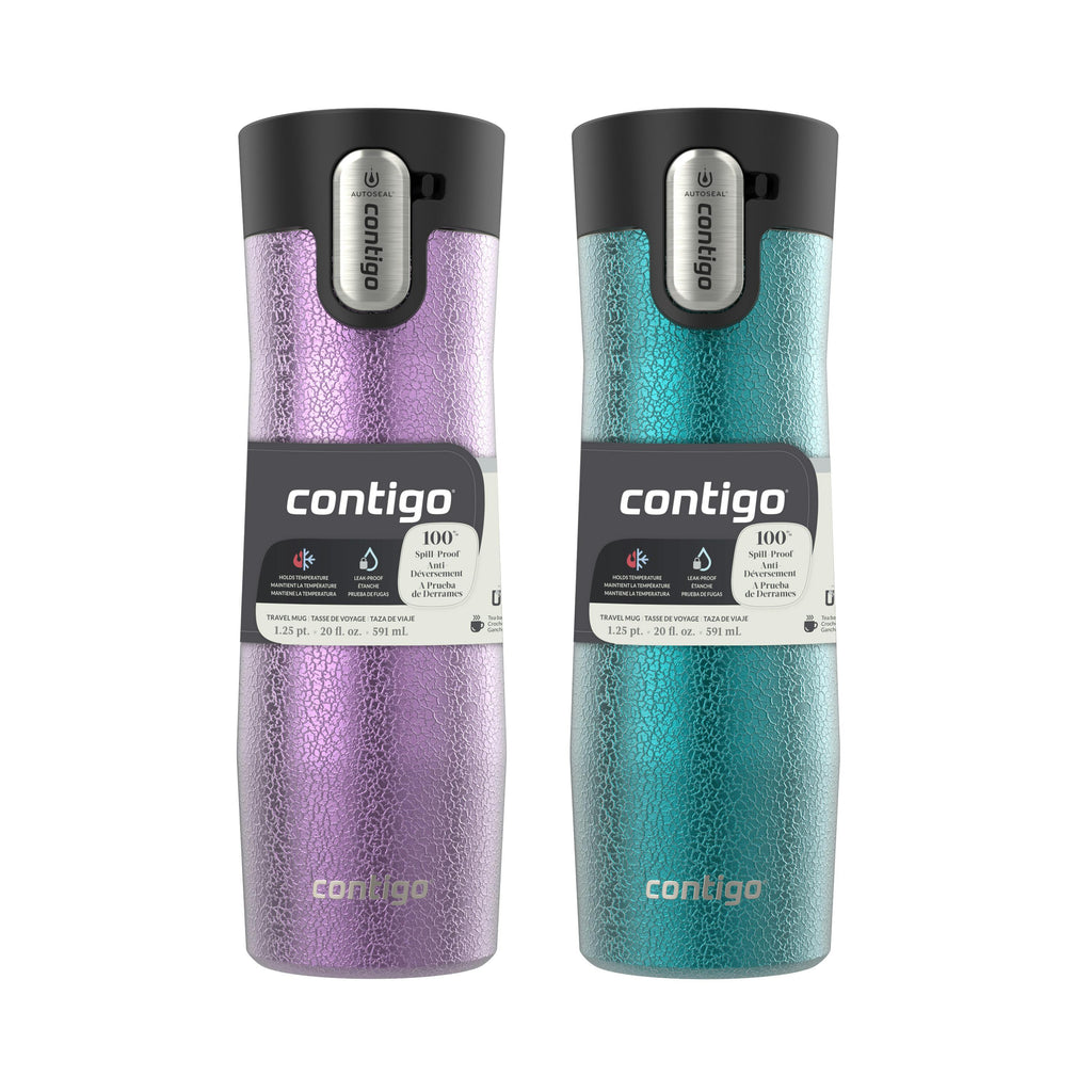 AUTOSEAL West Loop Vacuum-Insulated Stainless Steel Travel Mug with Easy-Clean Lid, 20 oz, 2-Pack