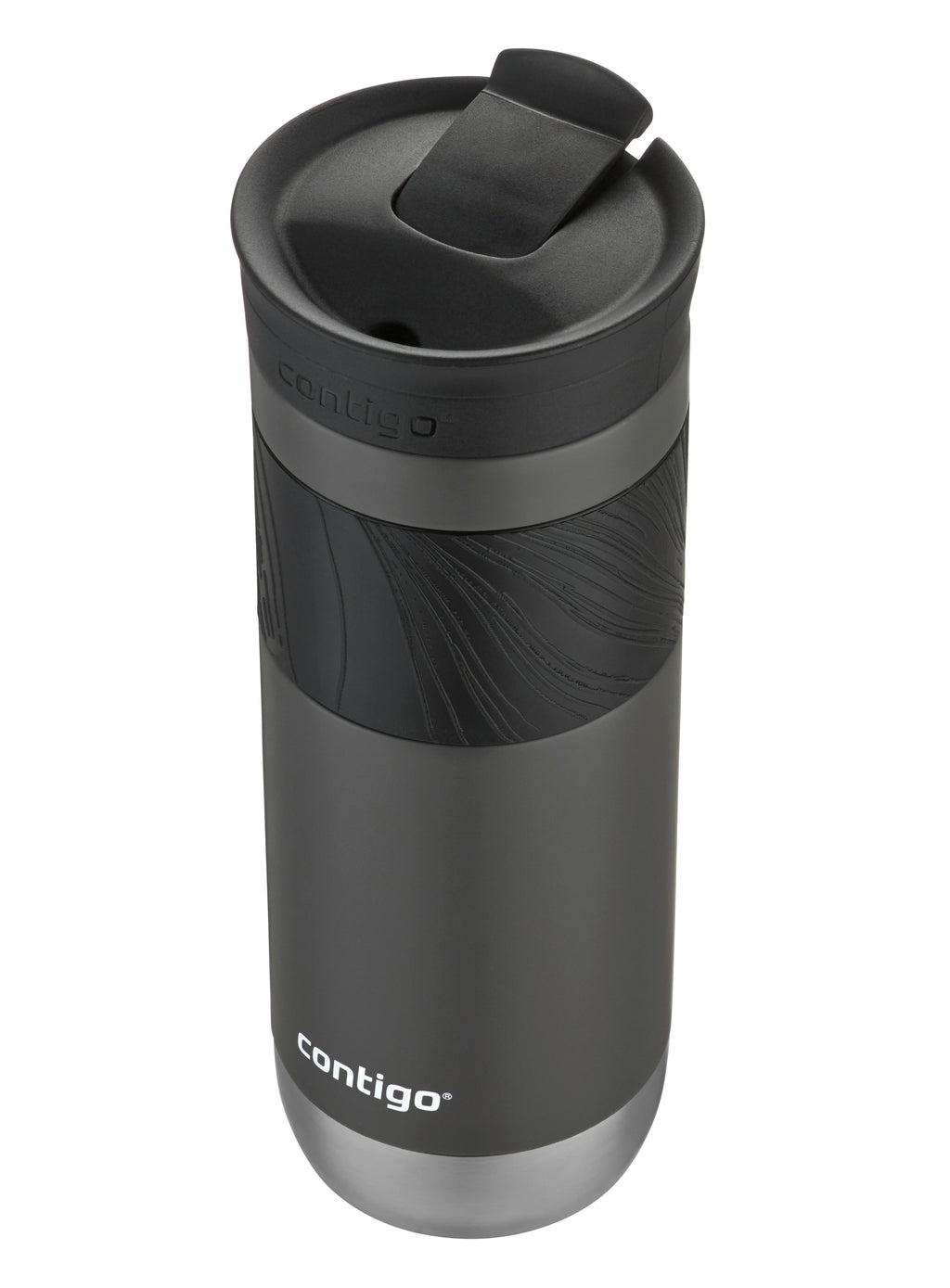 SNAPSEAL Insulated Stainless Steel Travel Mug with Grip, 20oz., Blue Corn Transparent Satin & Midnight Berry