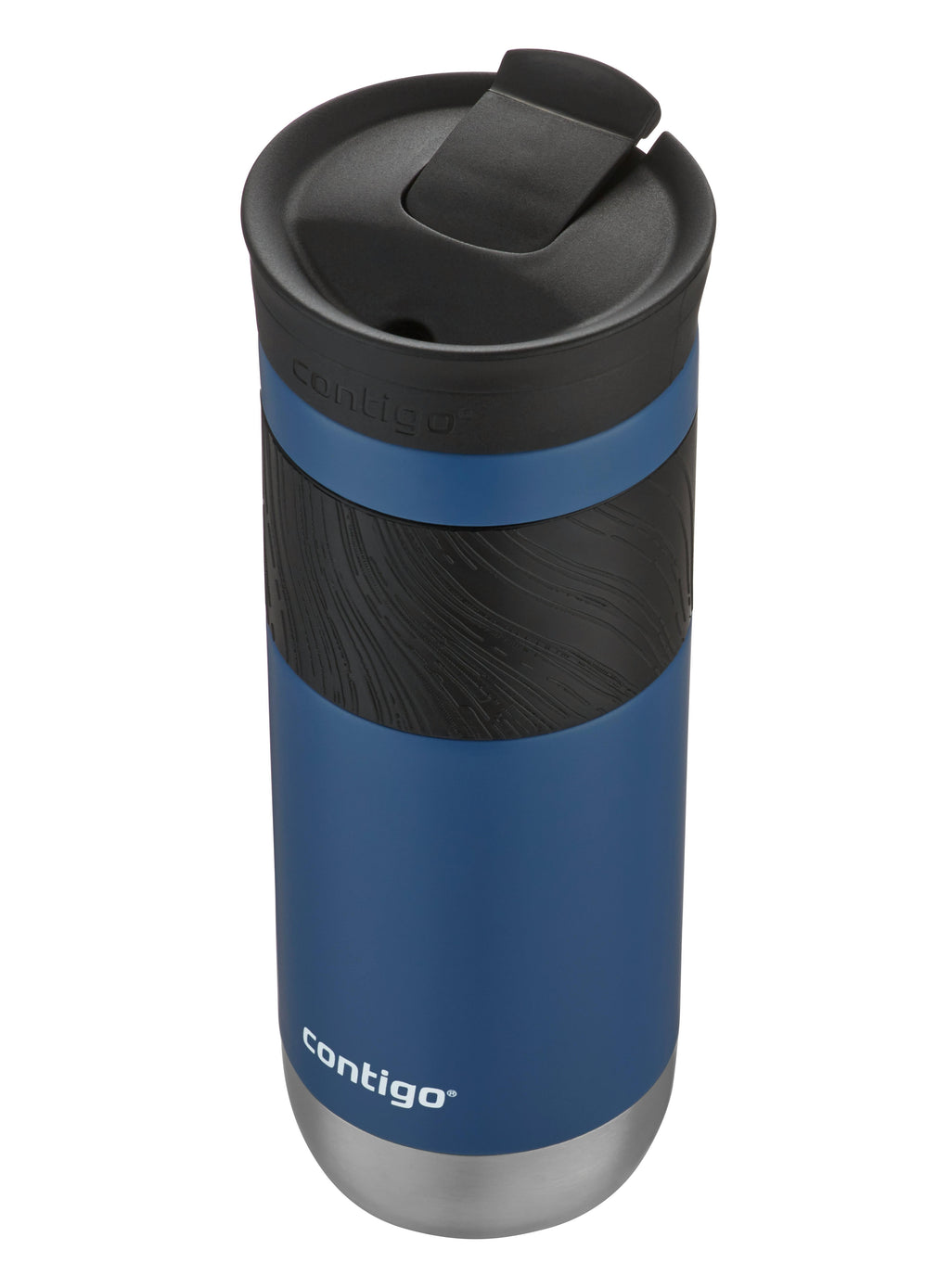 SNAPSEAL Insulated Stainless Steel Travel Mug with Grip, 20oz., Blue Corn Transparent Satin & Midnight Berry