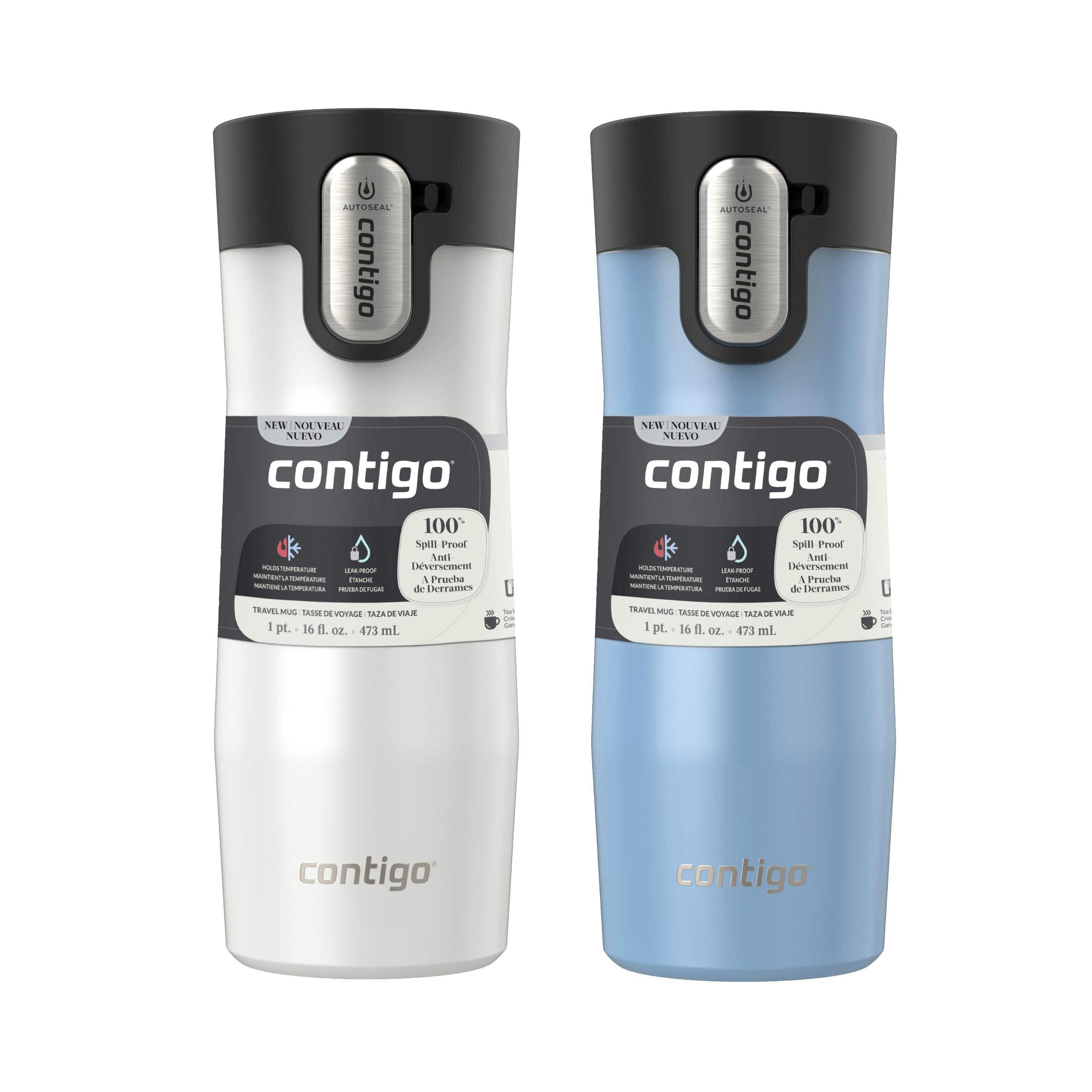 AUTOSEAL West Loop Vacuum-Insulated Stainless Steel Travel Mug with Easy-Clean Lid, 16 oz, 2-Pack