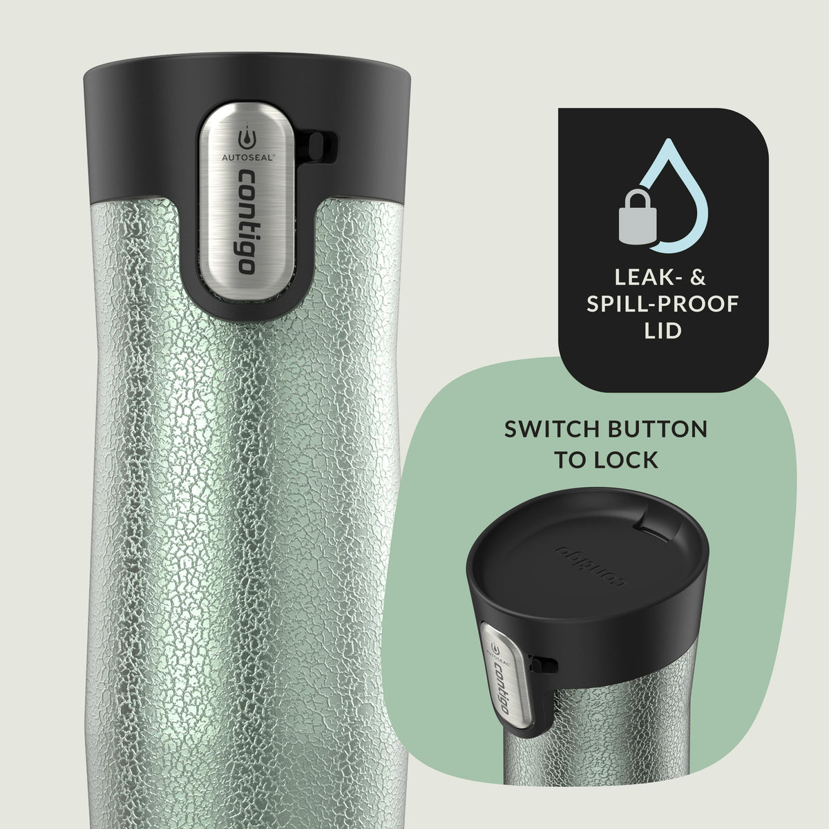 AUTOSEAL West Loop Vacuum-Insulated Stainless Steel Travel Mug with Easy-Clean Lid, 16 oz