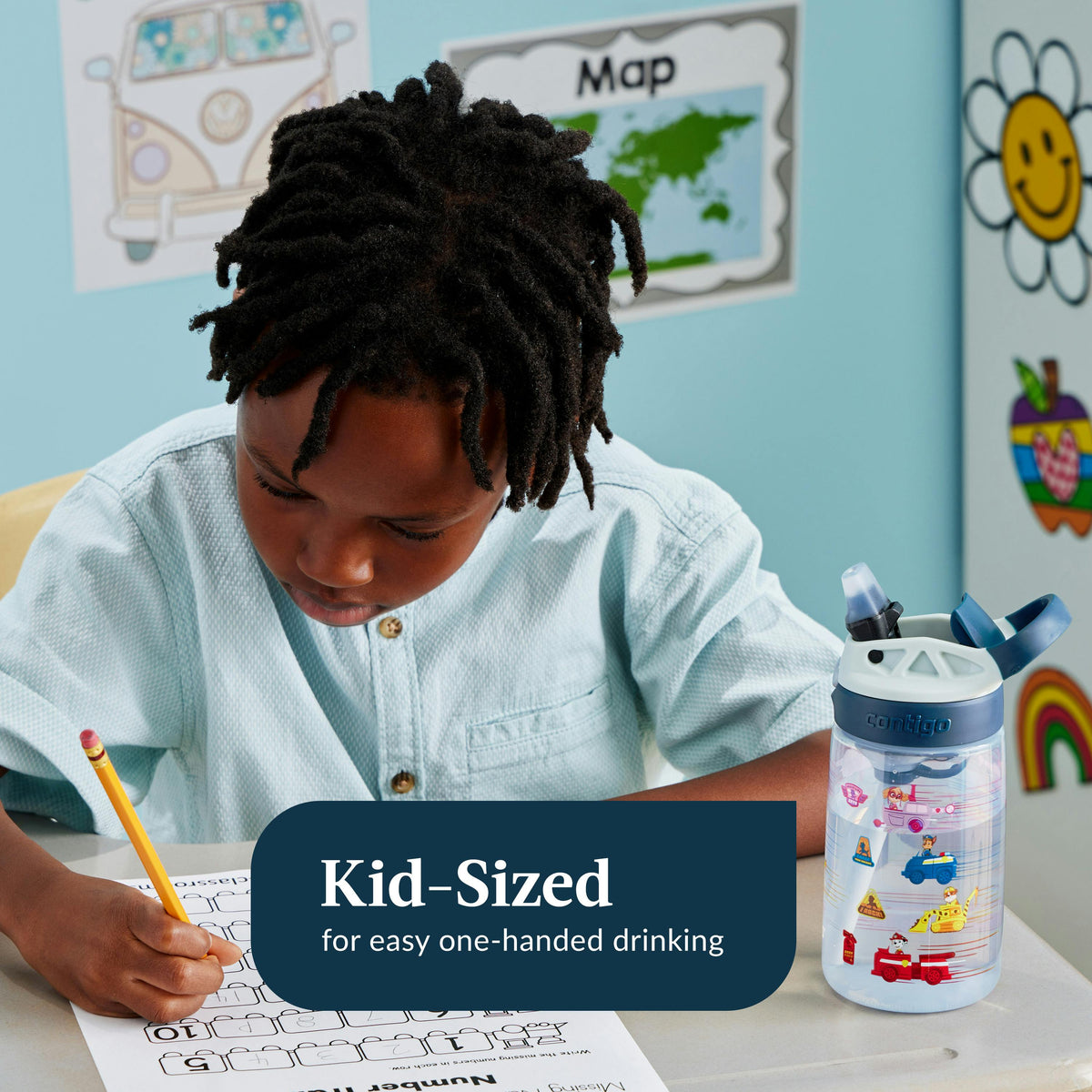 Kids Water Bottle with Redesigned AUTOSPOUT Straw, 14 oz