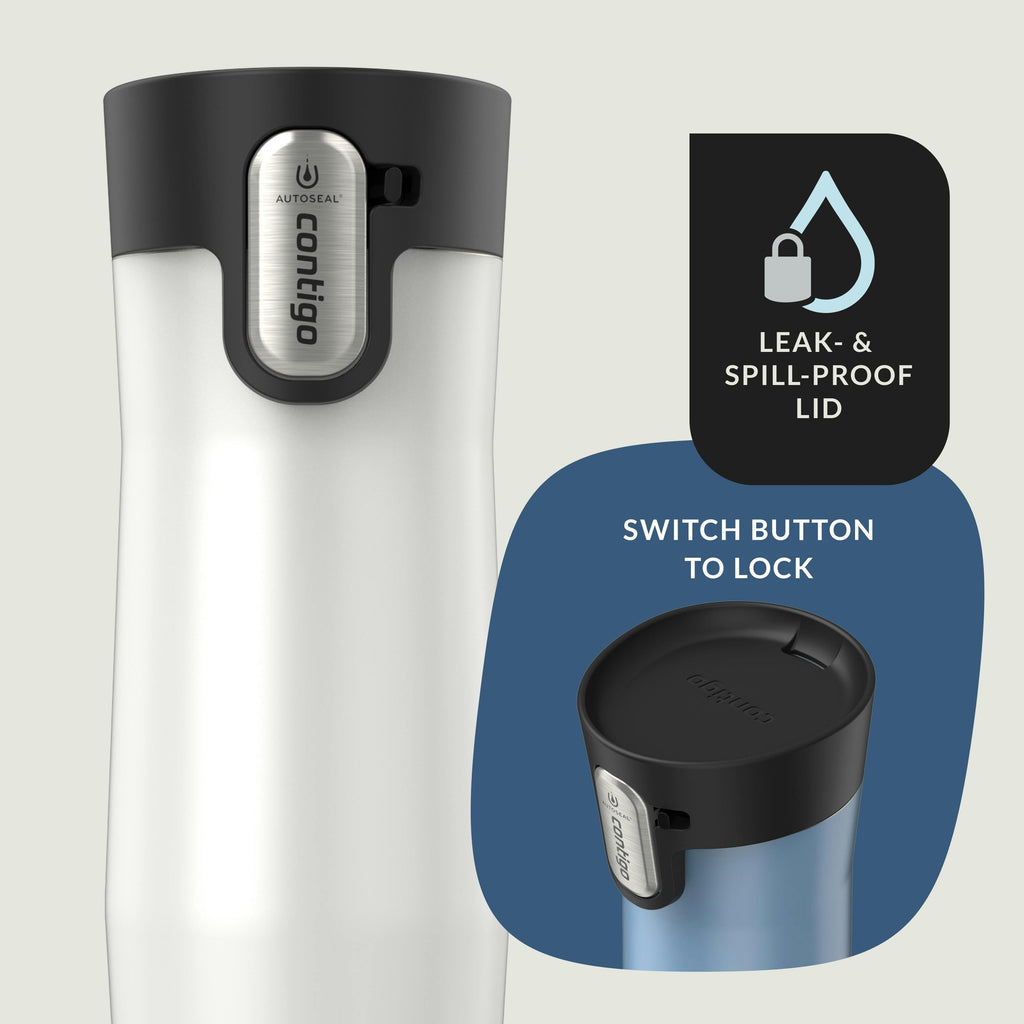 AUTOSEAL West Loop Vacuum-Insulated Stainless Steel Travel Mug with Easy-Clean Lid, 16 oz, 2-Pack