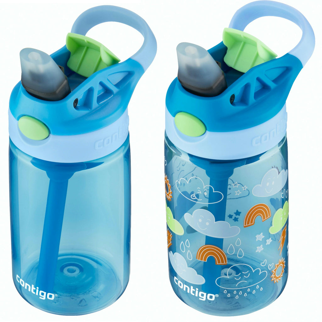 Kids Water Bottle with Redesigned AUTOSPOUT Straw, 14 oz, 2 pack