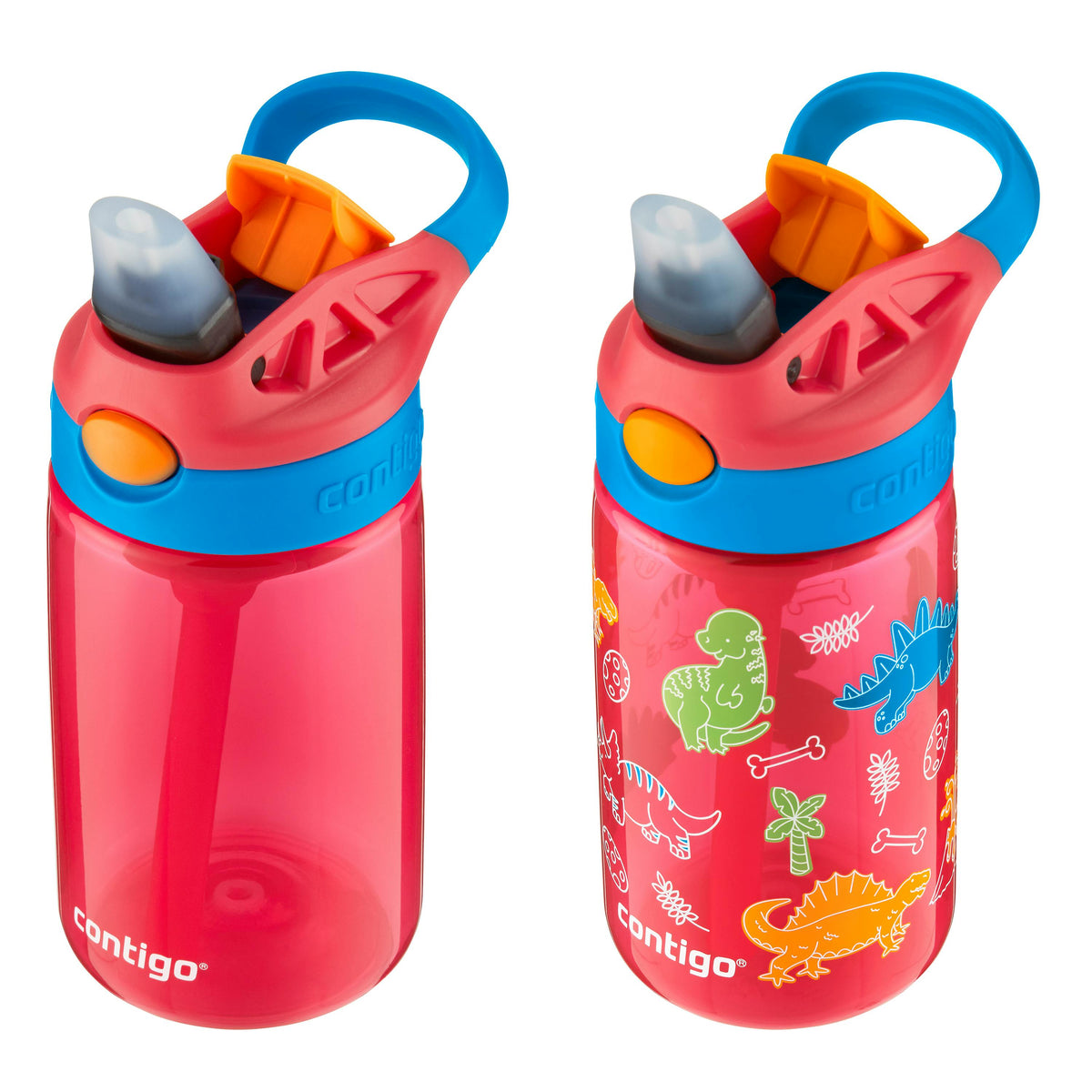 Kids Water Bottle with Redesigned AUTOSPOUT Straw, 14 oz, 2 pack