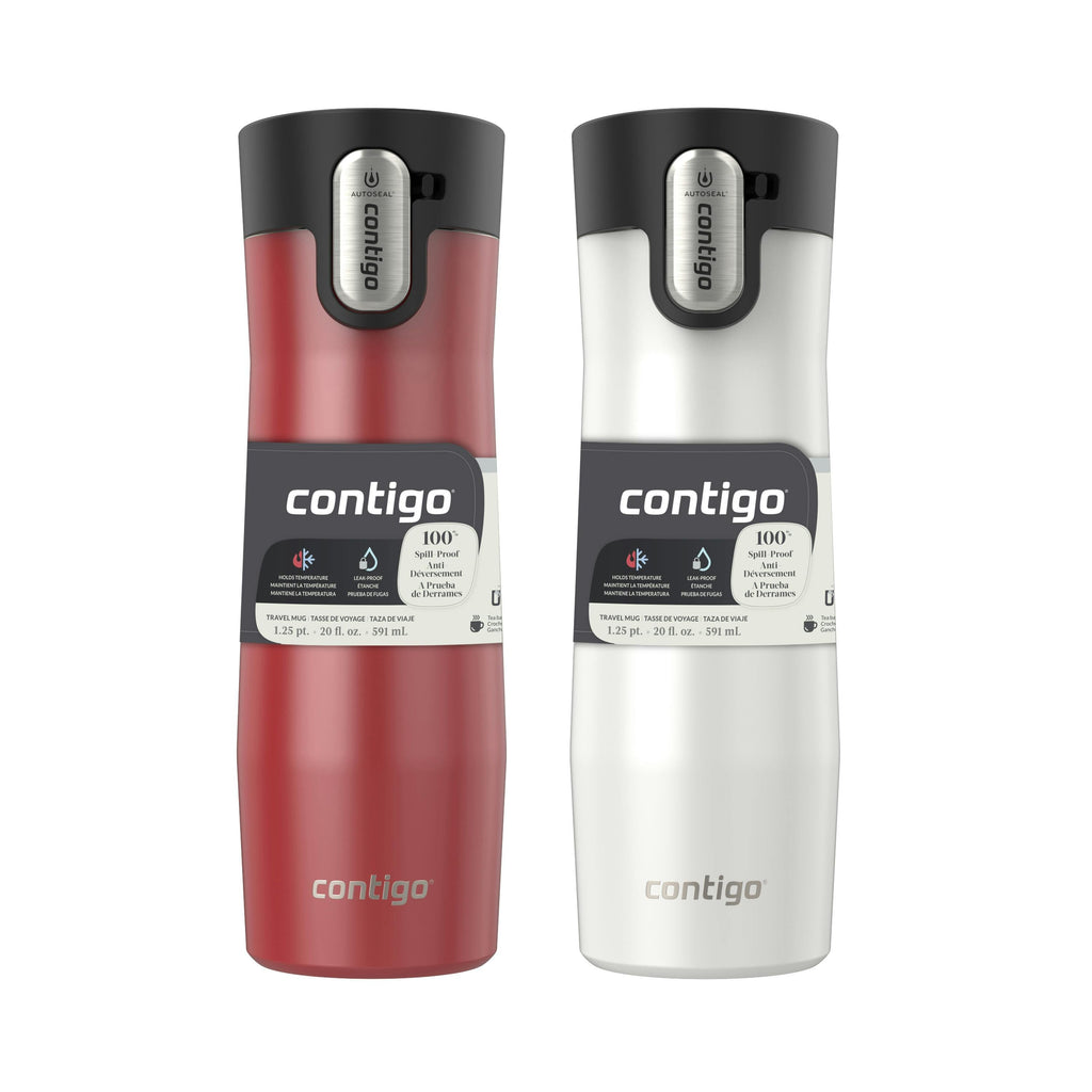 AUTOSEAL West Loop Vacuum-Insulated Stainless Steel Travel Mug with Easy-Clean Lid, 20 oz, 2-Pack