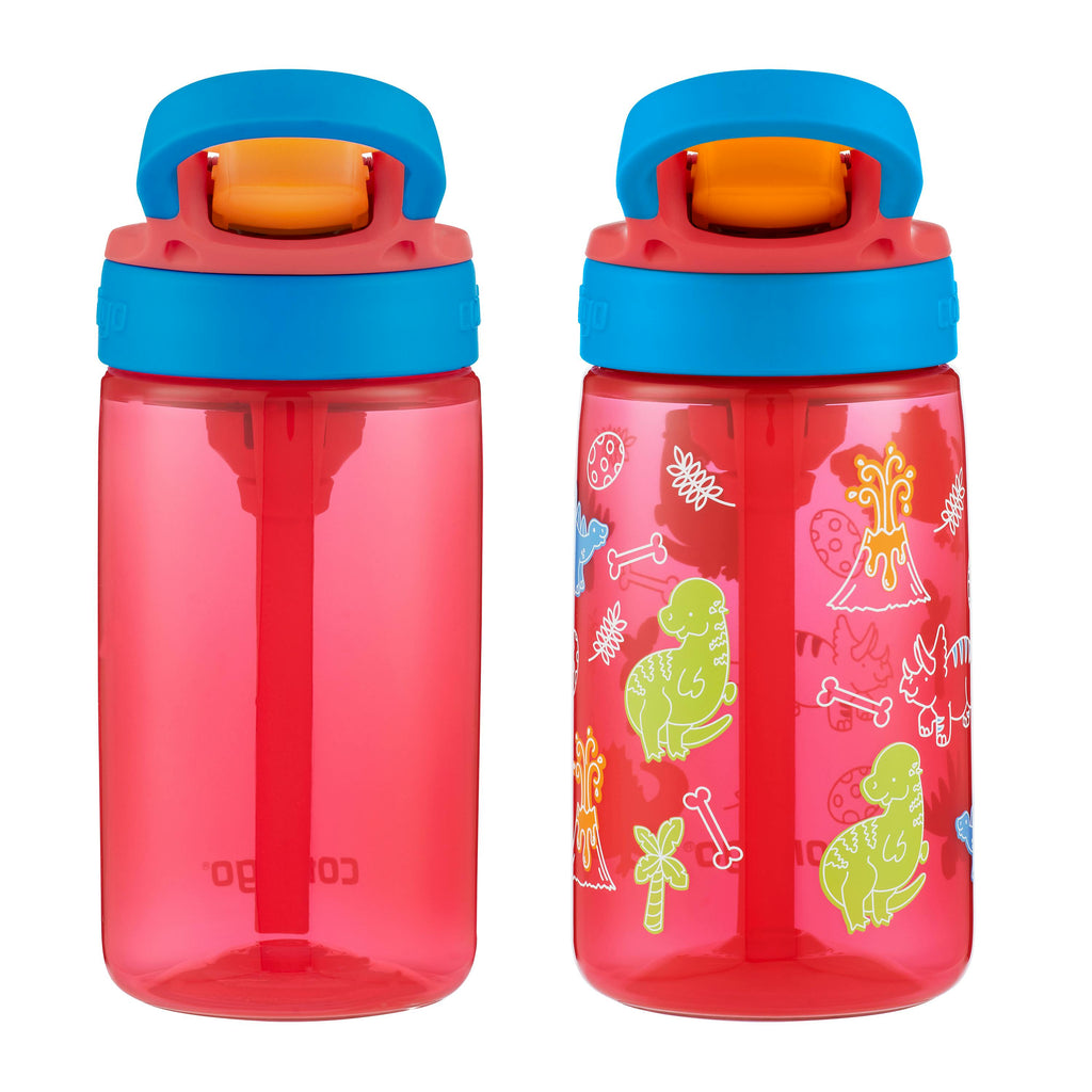 Kids Water Bottle with Redesigned AUTOSPOUT Straw, 14 oz, 2 pack