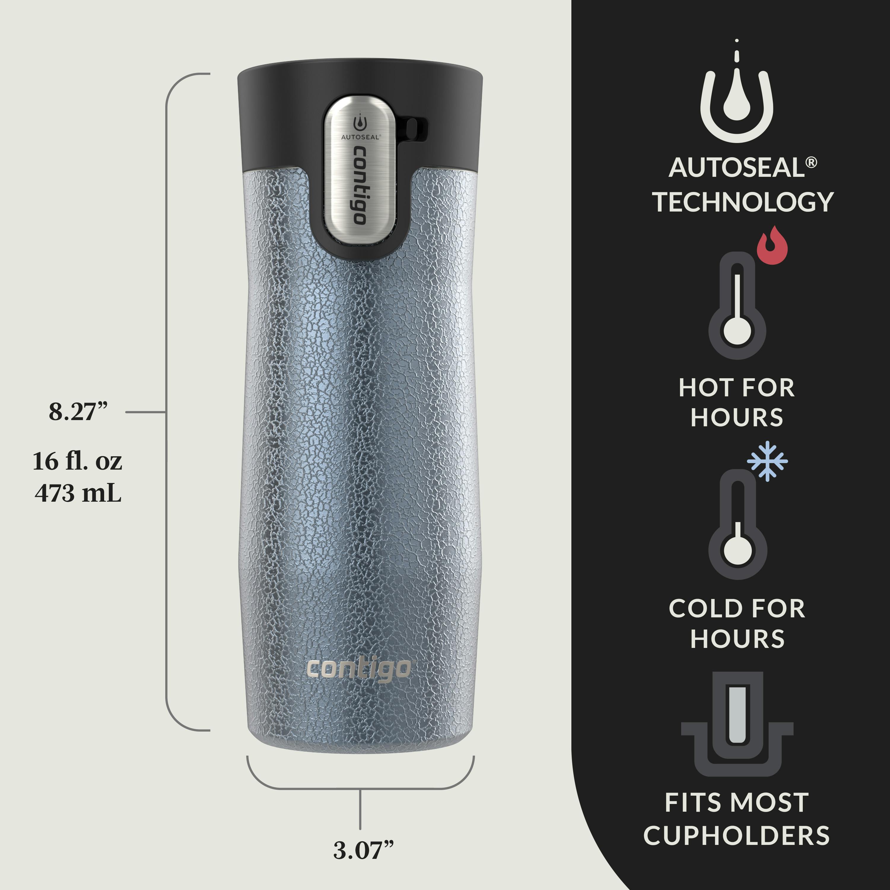AUTOSEAL West Loop Vacuum-Insulated Stainless Steel Travel Mug with Easy-Clean Lid, 16 oz