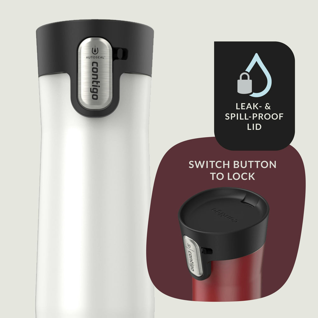 AUTOSEAL West Loop Vacuum-Insulated Stainless Steel Travel Mug with Easy-Clean Lid, 20 oz, 2-Pack