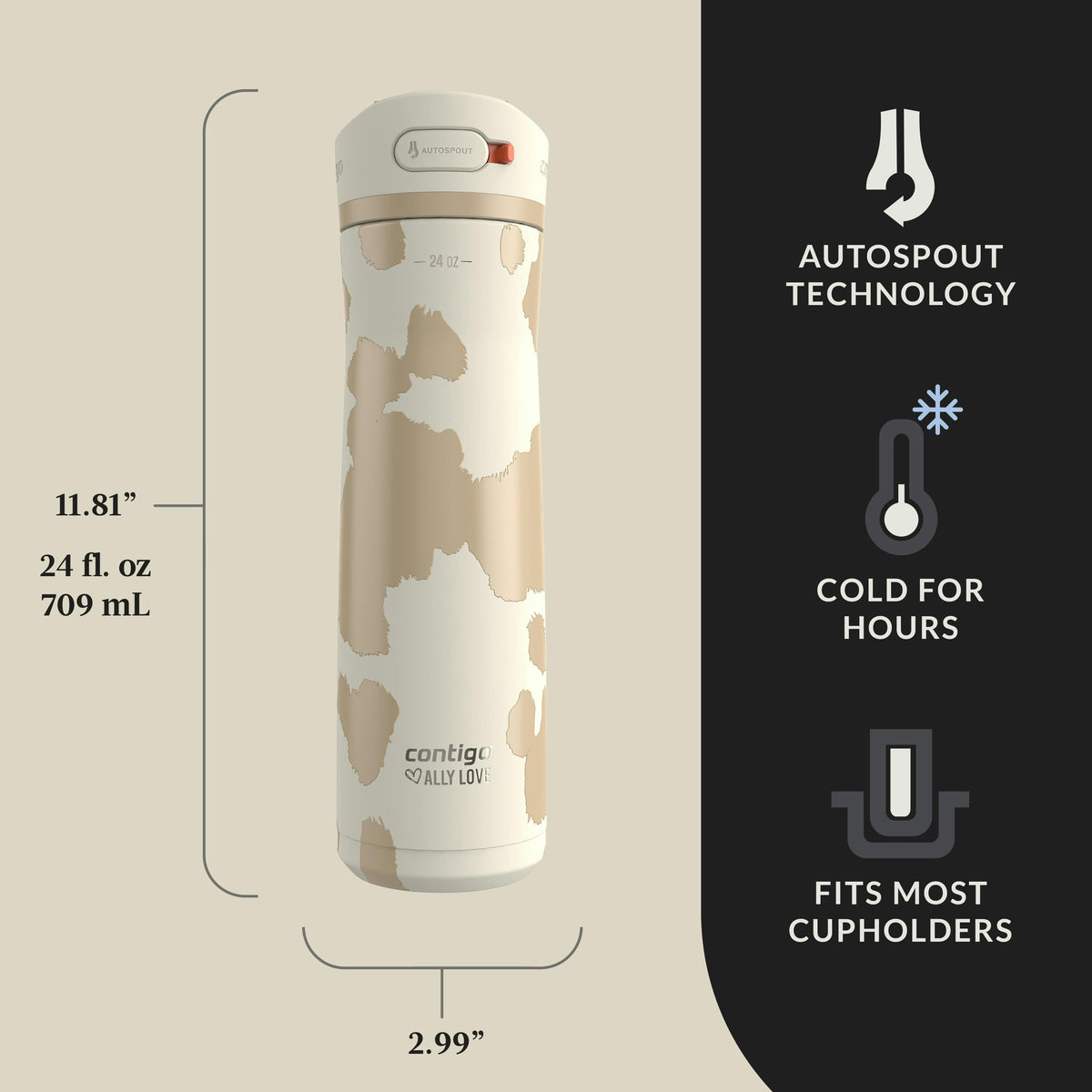 x Ally Love Ashland Chill 2.0 Stainless Steel Water Bottle with AUTOSPOUT Lid, 24oz