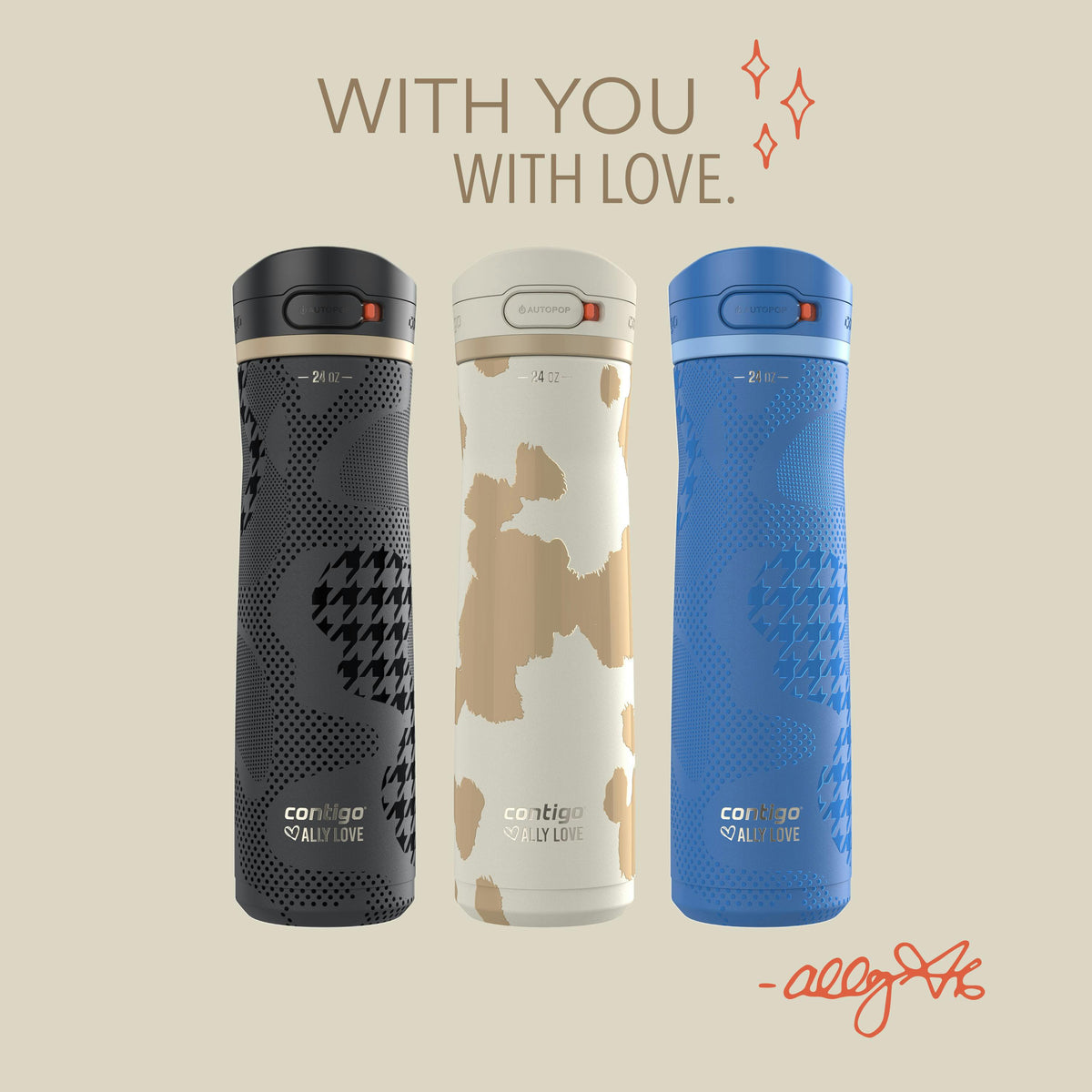 x Ally Love Jackson Chill 2.0 Stainless Steel Water Bottle with AUTOPOP Lid, 24oz