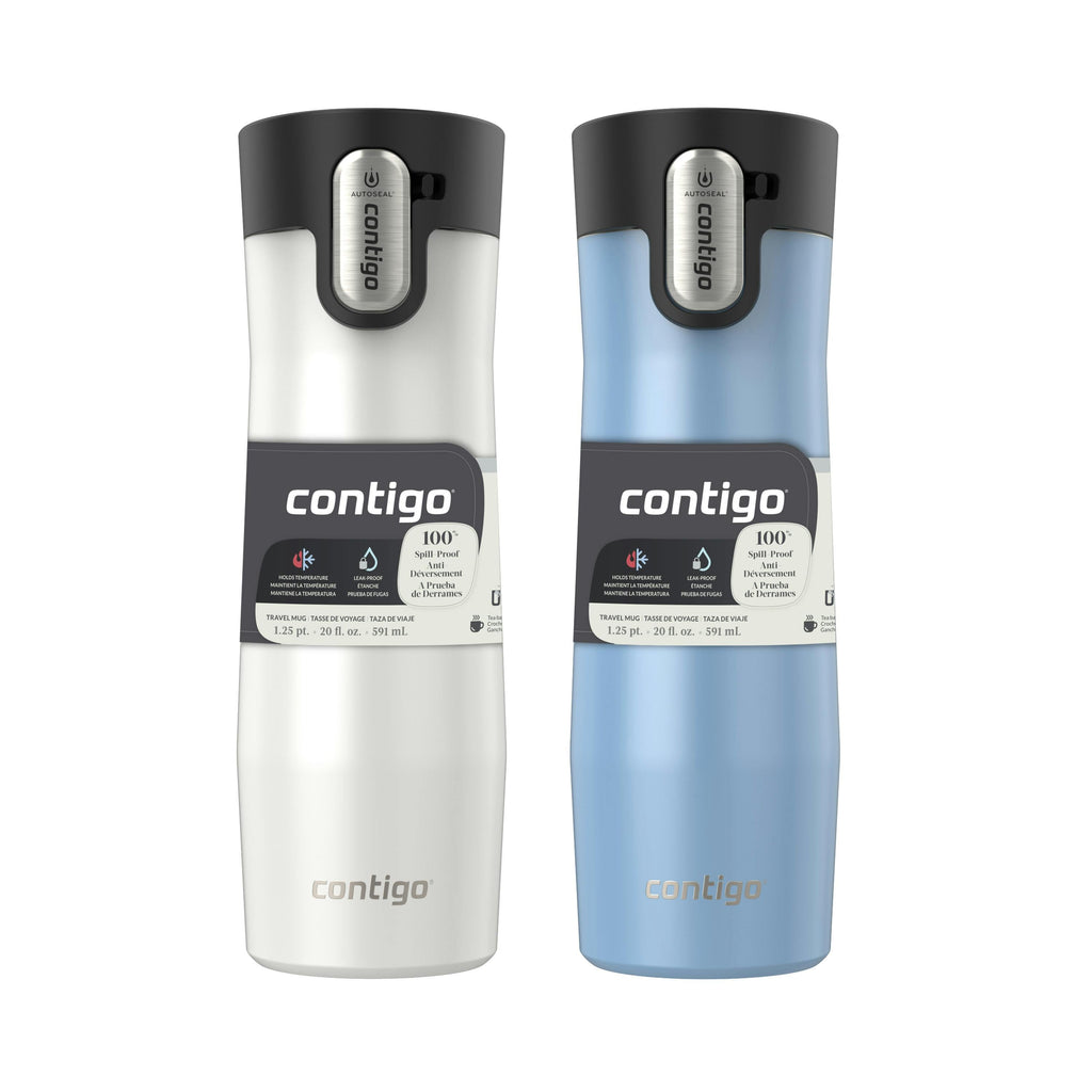 AUTOSEAL West Loop Vacuum-Insulated Stainless Steel Travel Mug with Easy-Clean Lid, 20 oz, 2-Pack