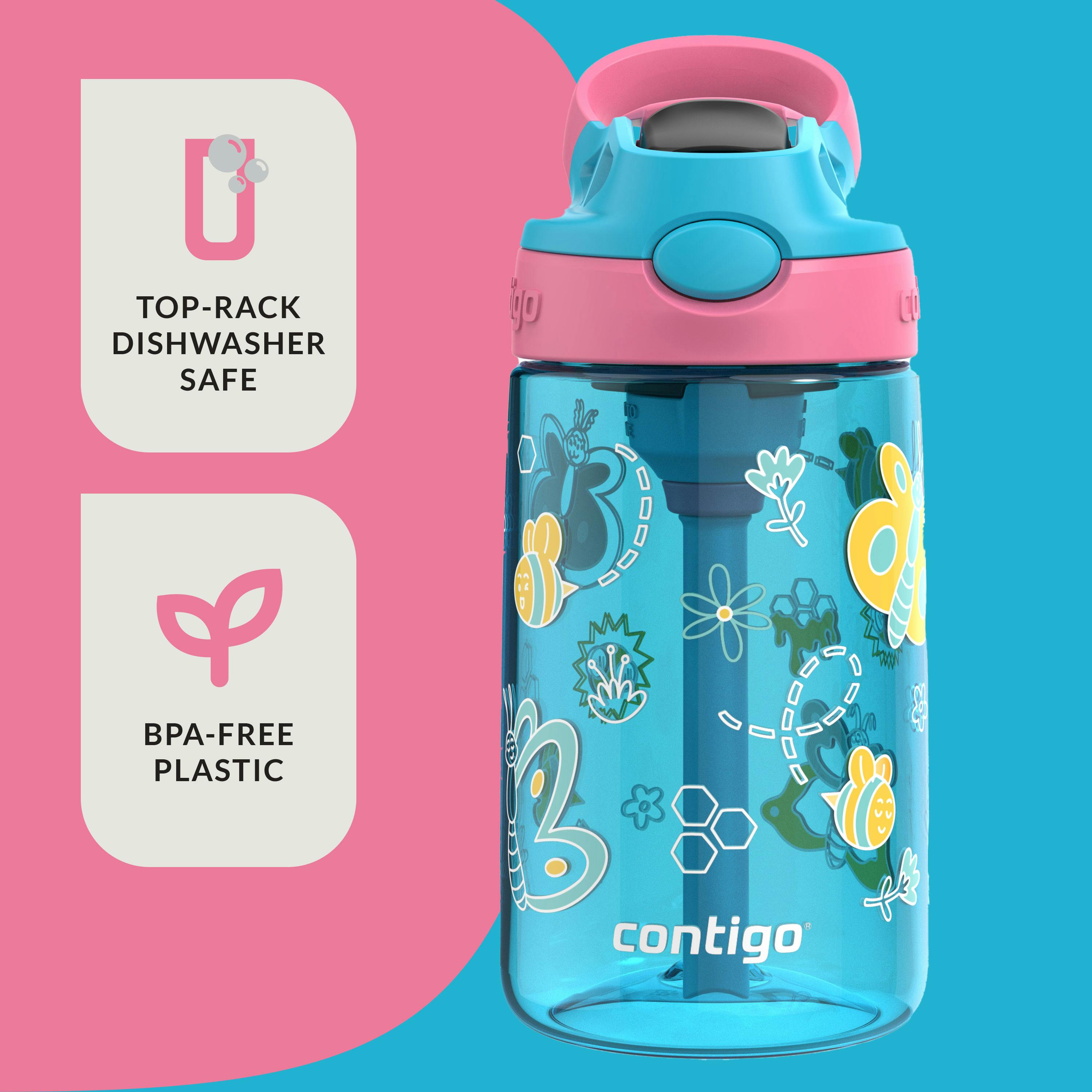 Kids Water Bottle with Redesigned AUTOSPOUT Straw, 14 oz