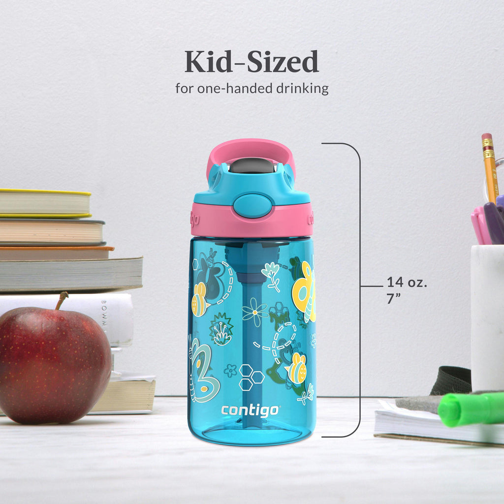 Kids Water Bottle with Redesigned AUTOSPOUT Straw, 14 oz