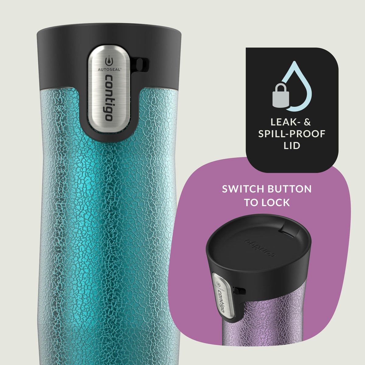 AUTOSEAL West Loop Vacuum-Insulated Stainless Steel Travel Mug with Easy-Clean Lid, 16 oz