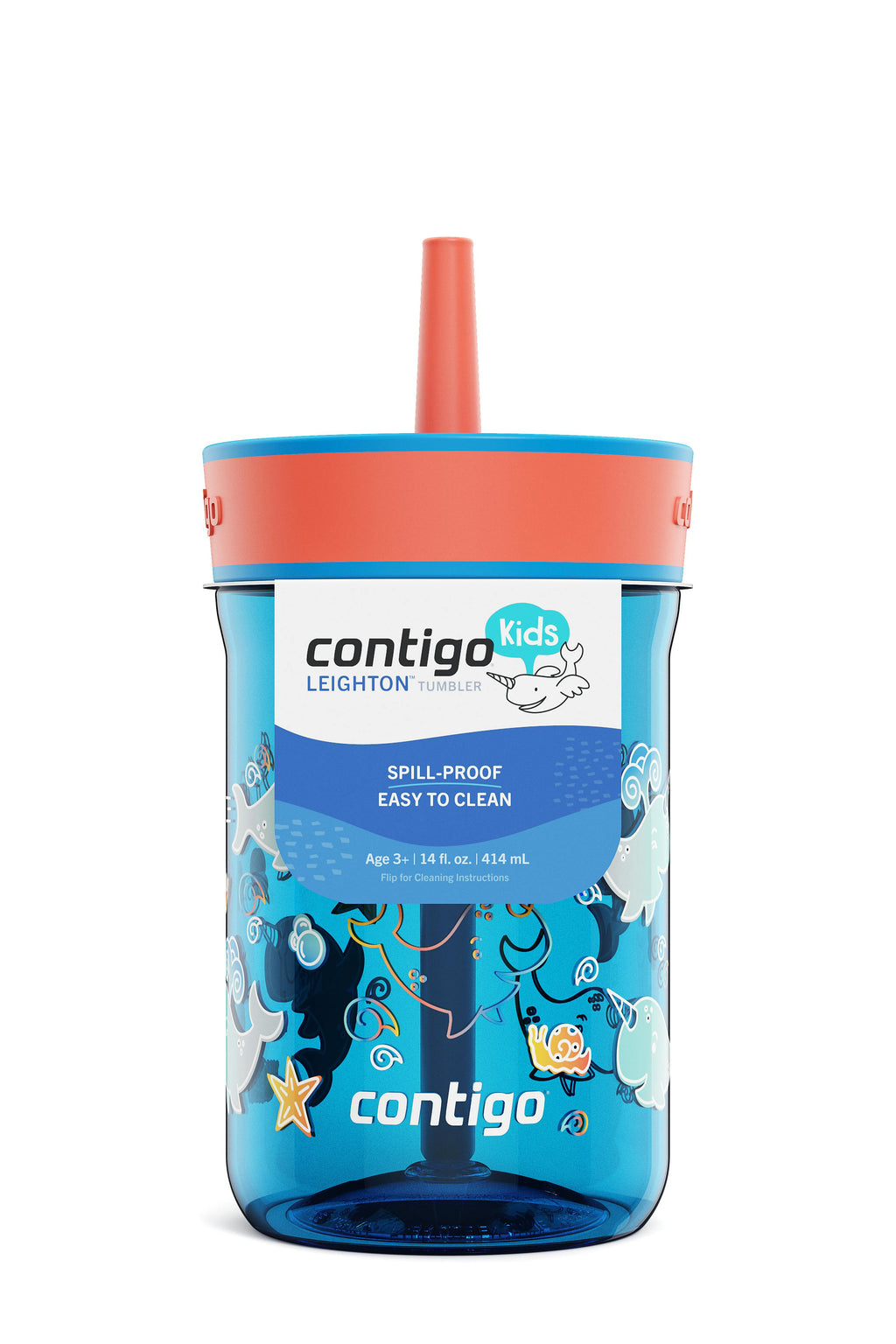 Kids’ Leighton Straw Tumbler with Spill-Proof Leak-Proof Lid, 14oz
