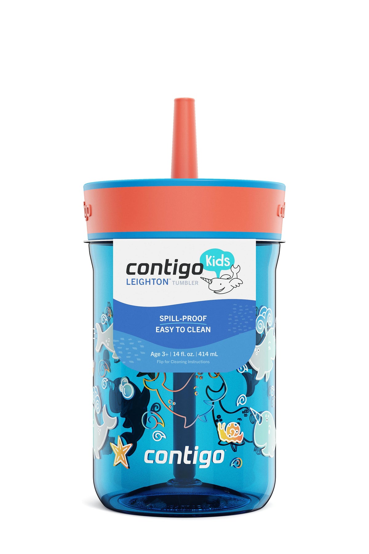 Kids’ Leighton Straw Tumbler with Spill-Proof Leak-Proof Lid, 14oz