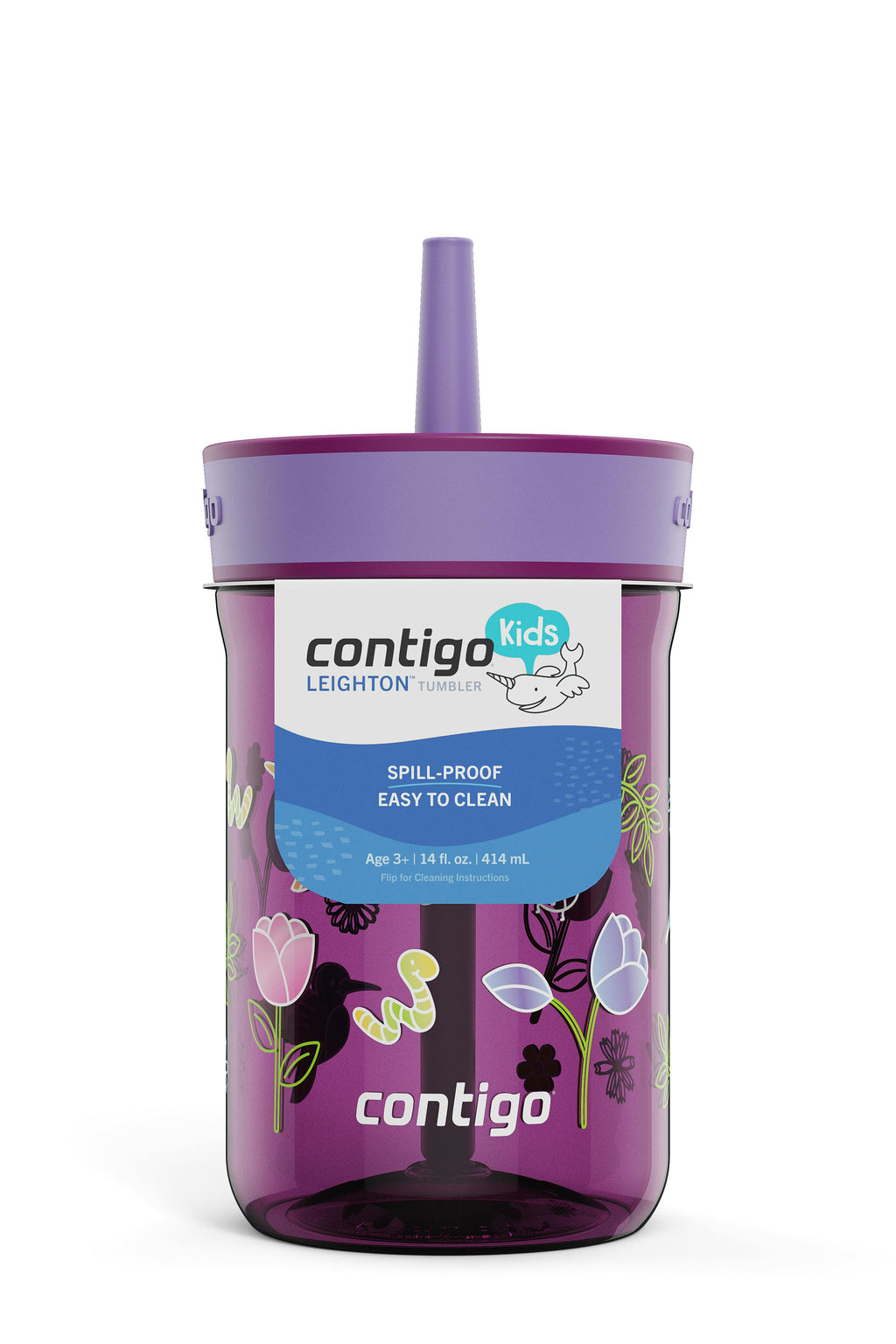 Kids’ Leighton Straw Tumbler with Spill-Proof Leak-Proof Lid, 14oz