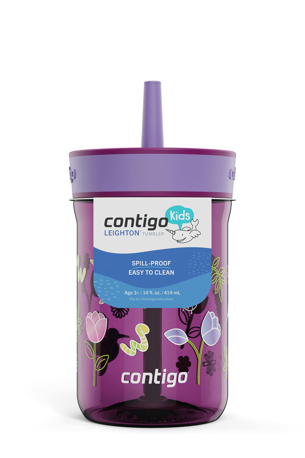 Kids’ Leighton Straw Tumbler with Spill-Proof Leak-Proof Lid, 14oz